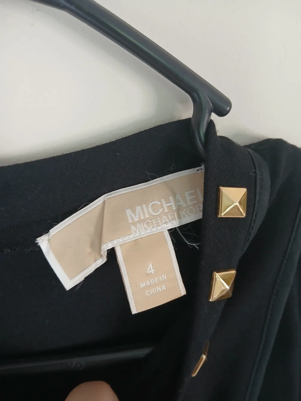 Michael Kors Sleeveless Black Dress with Gold Stud Neckline